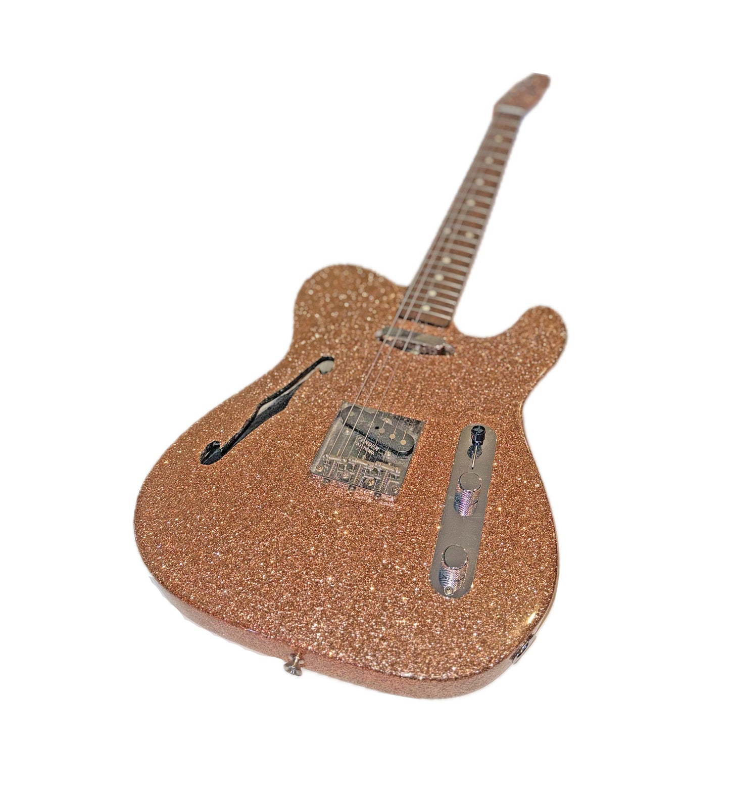 2026 Signature Sound T-caster Thinline Rose Gold Sparkle Guitar