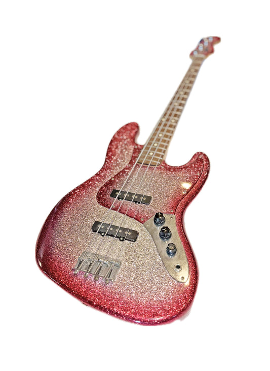 2026 Signature Sound J-Bass Silver Red Sunburst Bass Guitar