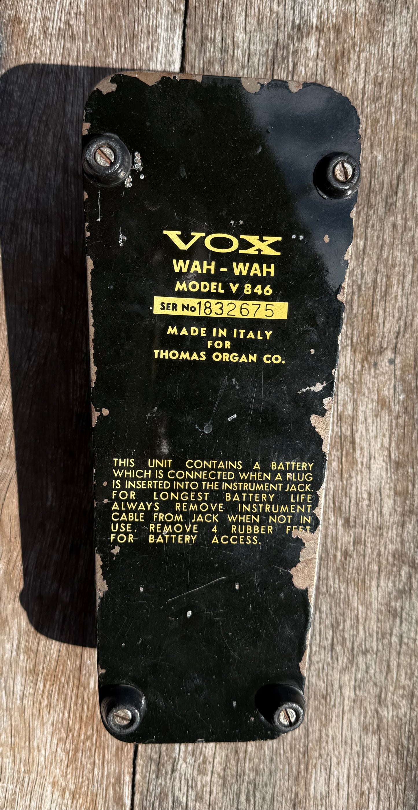 1969 Vox Wah Wah V846 Made in Italy Vintage SRV